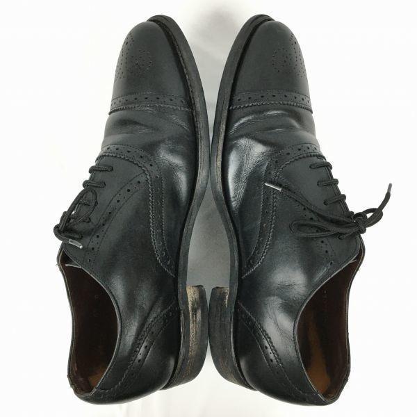 Vintage Britische BARKER Semi-Brogue Cap Toe Business Schuhe Schwarz Größe 6.5G (Ca.. 25,0 cm) Herren(GEBRAUCHT)