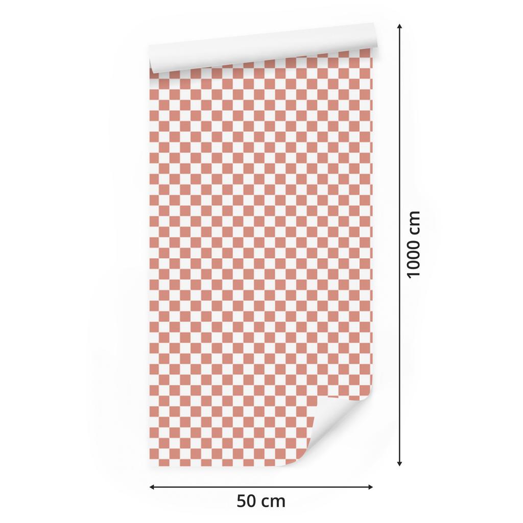 Wallpaper Checkerboard Coral, Bottom Coral for Living Room and Bedroom 50x1000