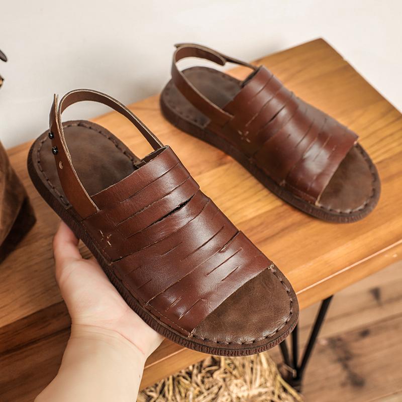 Genuine Leather Cool Flats New Arrival Sandals Breathable Summer Shoes Men's Antiskid Slippers Luxury Brand Beach Shoes Sandaly