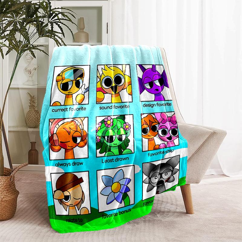 1pc Blanket Sprunki7 Print Design, Lightweight Blanket for Sofa, Bed- Soft &Warm, Gift for All Seasons like Christmas, Halloween