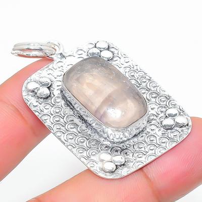 Natural Fluorite Gemstone Handmade 925 Sterling Silver Pendant 1.97" M1Z14