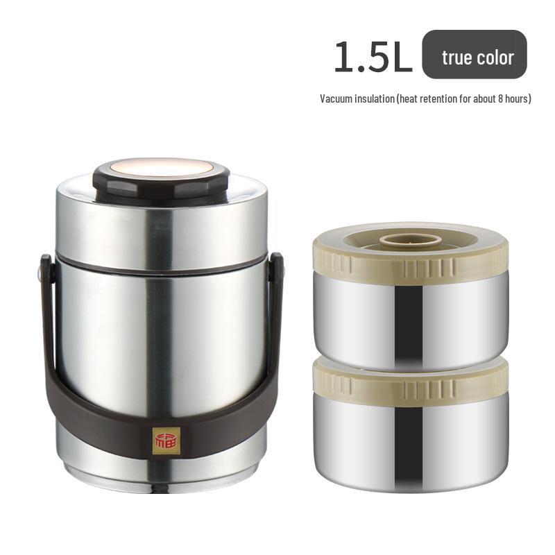 Three-Layer Insulated Stainless Steel Lunch Box - Large Capacity, Portable, Compartmented Container for Students and Office Workers