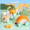 Holz-Tier-Katze-Panda-Spielzeugzug mit ineinandergreifenden Waggons für Babyentwicklung und Kinderspiel