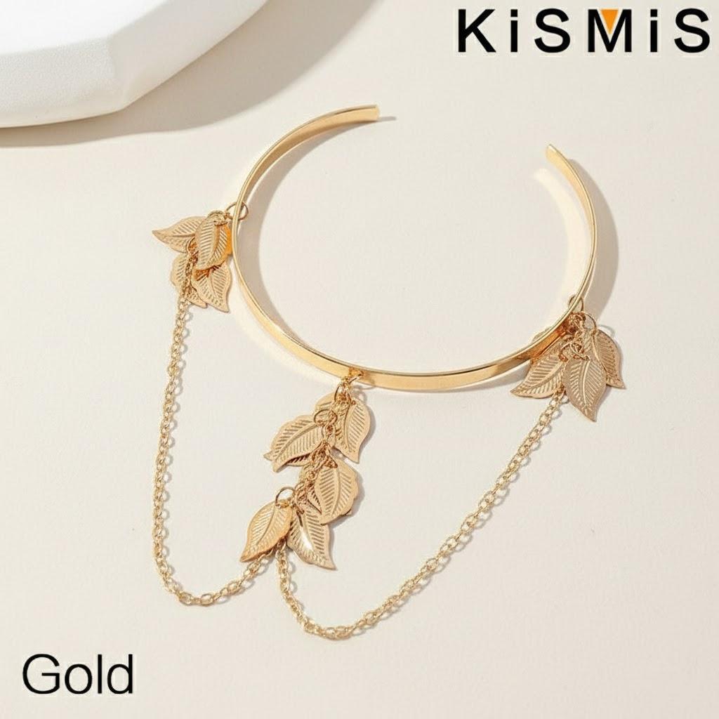

Creative Geometric Hollow Leaf Tasset Metal Bracelet Boho Style Alloy Armband Personality Fashion Jewelry золотий