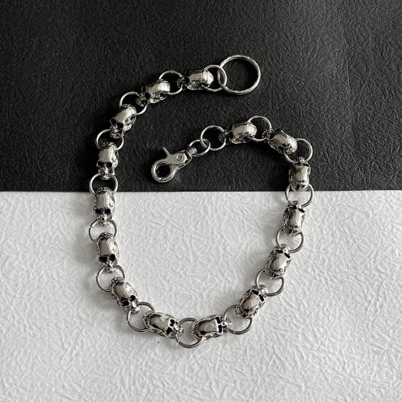 Biker-Decor Skull Wallet Chain with Hook Snap Closure Punk Skull Trouser Chain Hip-hop Cool Style Pant Chain Ornament