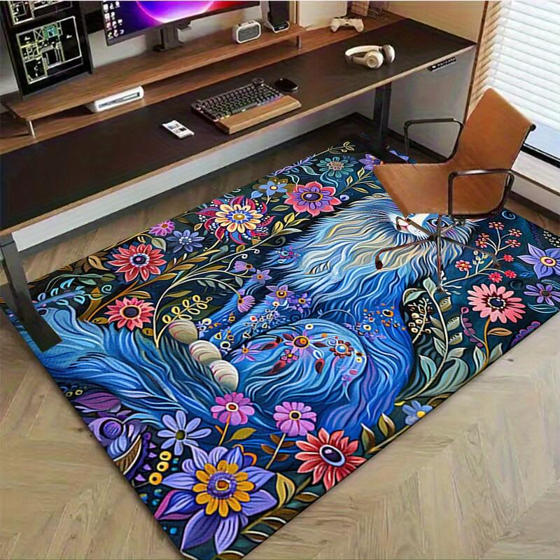 1pc. Magical Floral Cat Rug - Home Decor, Office Carpet, Outdoor Mat, Gift for Cat Lovers