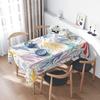Abstract Floral Tablecloth Decor Multicolored Leaves Waves Design for Dining Room or Kitchen Party Decoration