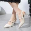 Ladies Shoes 2025 Slip-on Women's High Heels New String Bead Office and Career Sexy Best Seller Solid Closed Toe Sandals