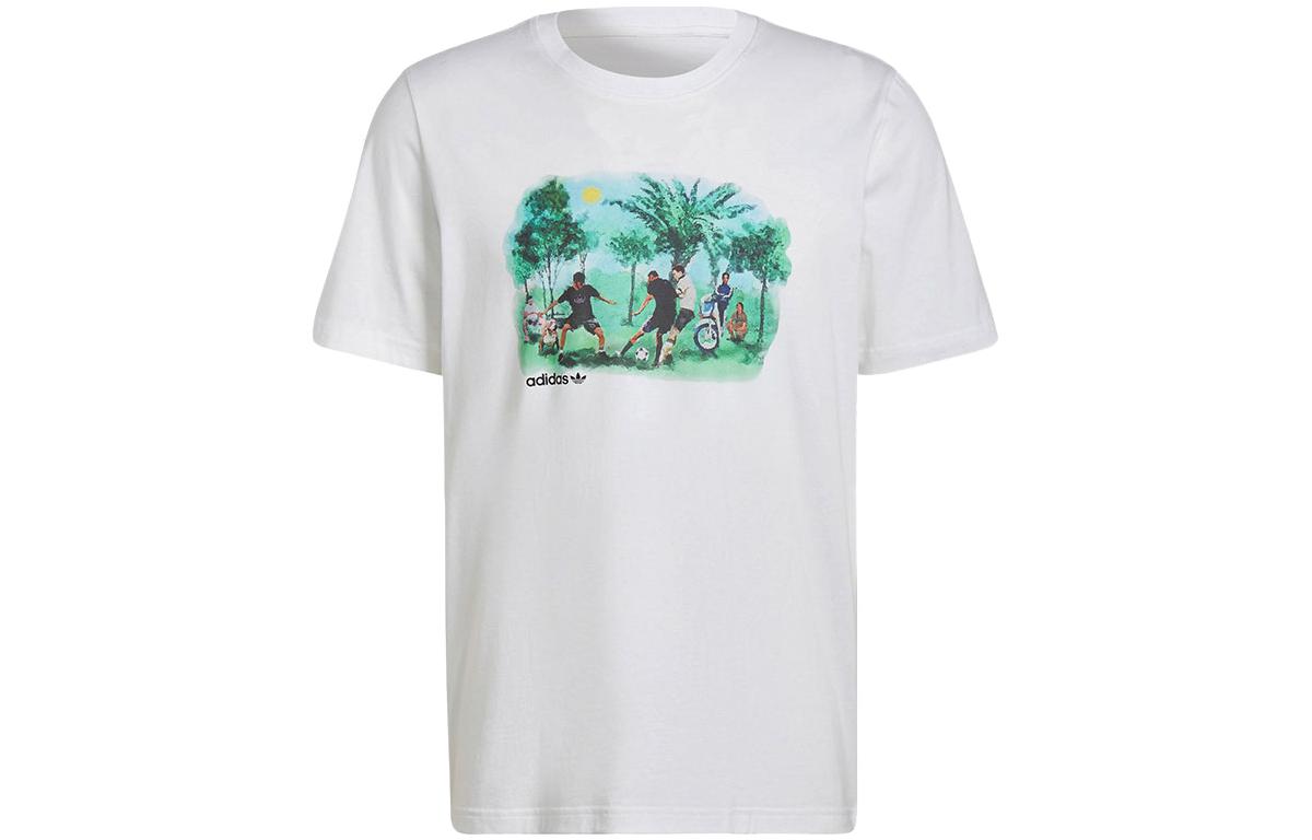 Adidas Originals T Shirts Men s White Crew Neck Moderate Straight Fit HE4717 S
