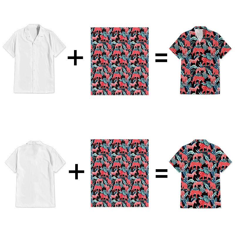 Mens Short Sleeve Casual Shirt Vintage Hawaiian Print Loose Fit Streetwear