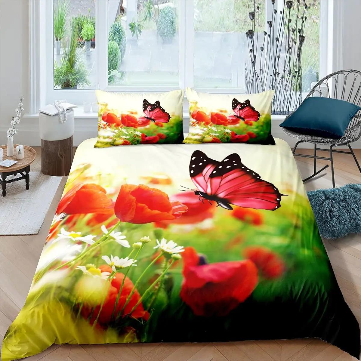 

Comforter Sugar Skull King Size Poppy Rose Bedding Set3D Floral Skull Comforter Set Black Red Skeleton S Comforter (quilt)-EU Single(135*200cm)3pcs