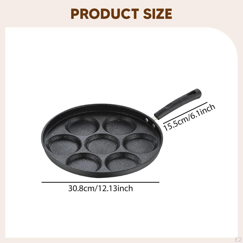 7 Cup Egg Pan Skillet Induction Divided Cooker with Heat Resistant Handle Omelette Nonstick for