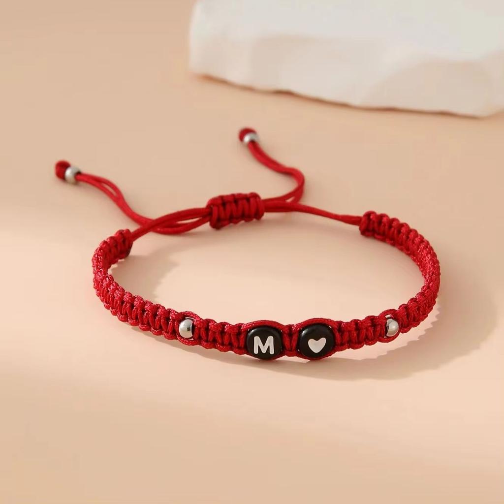 26 Alphabet Initials Heart Bracelet Jewelry Handmade Collapsible A-Z Braided Bracelet Women Men Friendship Couple Gift