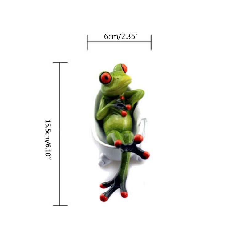 Cute Bathtub Bathing for Frog Art Sculpture Animal Figurine Ornament for Room De