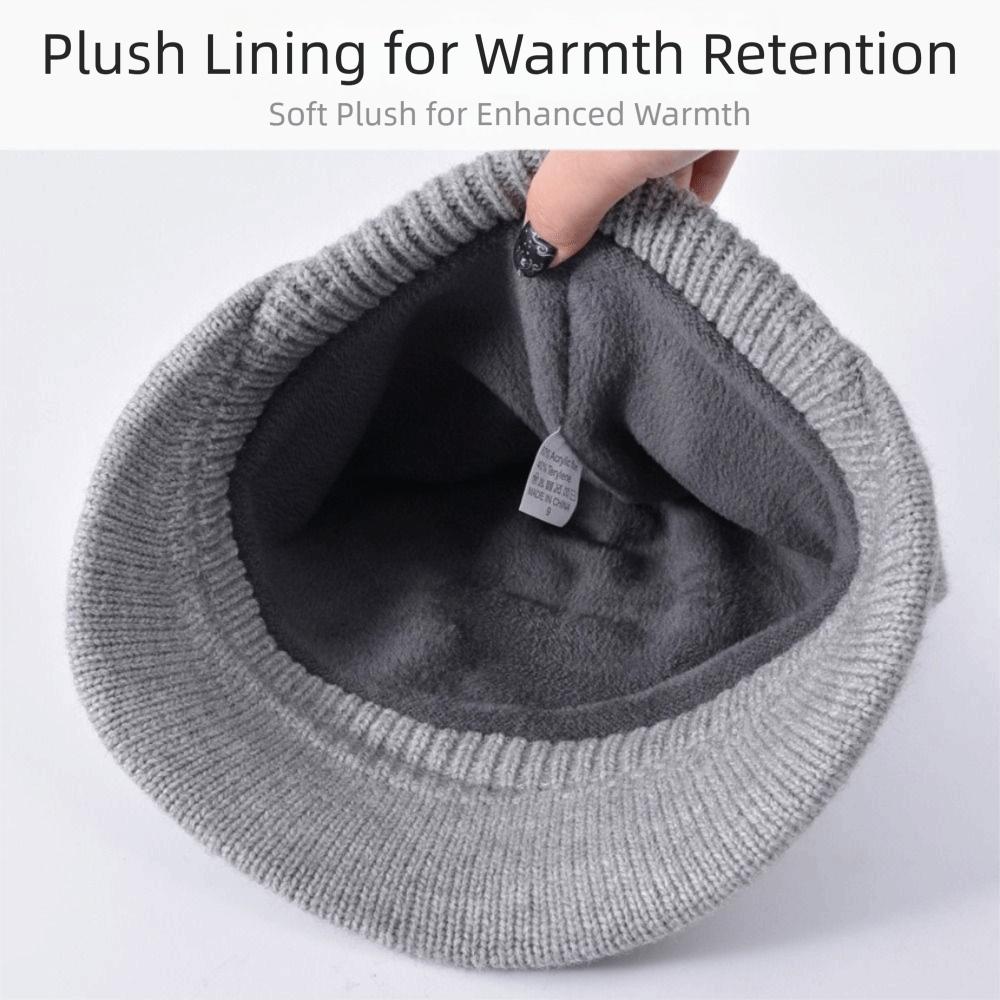 Casual Style Fleece Lined Bonnet Warm Thickened Winter Beanies Short Brim Beanie  Christmas Gifts