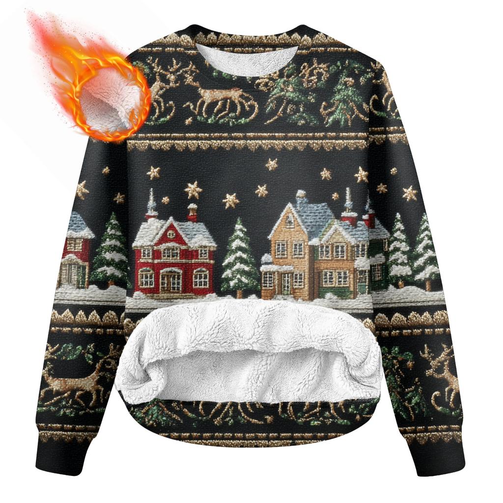 Men's Round Neck Fleece-Lined Thick Warm Sweatshirt