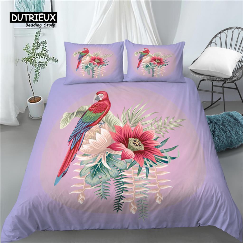 Home Living Luxury 3D Parrot Print 2/3Pcs Comfortable Duvet Cover Pillowcase Bedding Sets Queen And King Eu/Us/Au Size