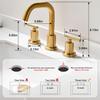 Brushed Gold Bathroom Faucet for Sink 3 Hole, 8 inch Widespread Bathroom Faucet | Brass Gold Vanity Faucet with 360° Swivel Spout 2 Handle Gold