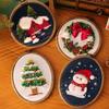 Light-up Christmas Embroidery Kit Snowman Christmas Tree Hand Embroidery Starter Kit with String Lights Hoop Threads Needles Fabric DIY Embroidery