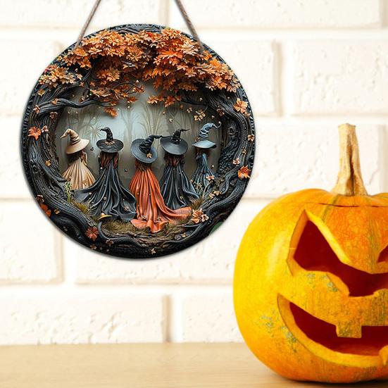 Halloween Witches Sign Gothic Witches Theme Hanging Decoration Forest Witches Sign for Doors Walls Windows Home Party Decor