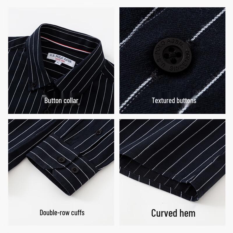 U.S. Polo Assn. Men's Long-Sleeve Striped Cotton Blend Shirt