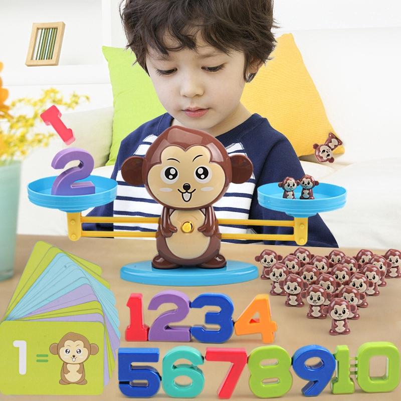 Montessori Math Toy Digital Monkey Balance Scale Educational Math Scale Number Board Game Kids Learning Toys