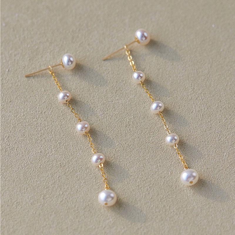 S925 Silver Long Tassel Earrings with Freshwater Pearls - Dual Wear Design for Women (Summer 2024)