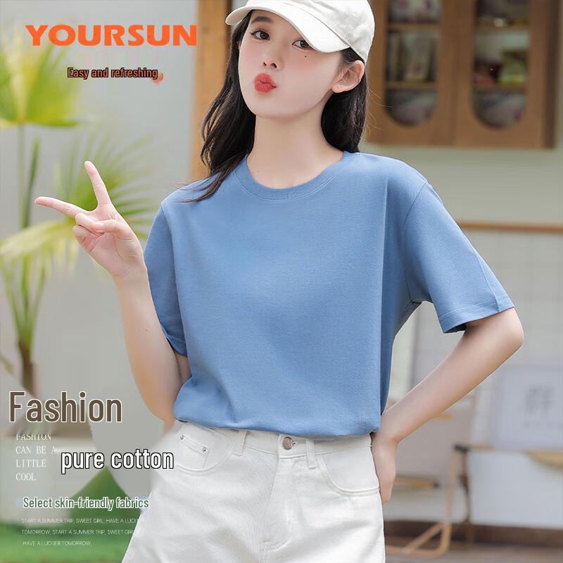 Yiershuang Women's 100% Cotton Round Neck Short Sleeve T-Shirt