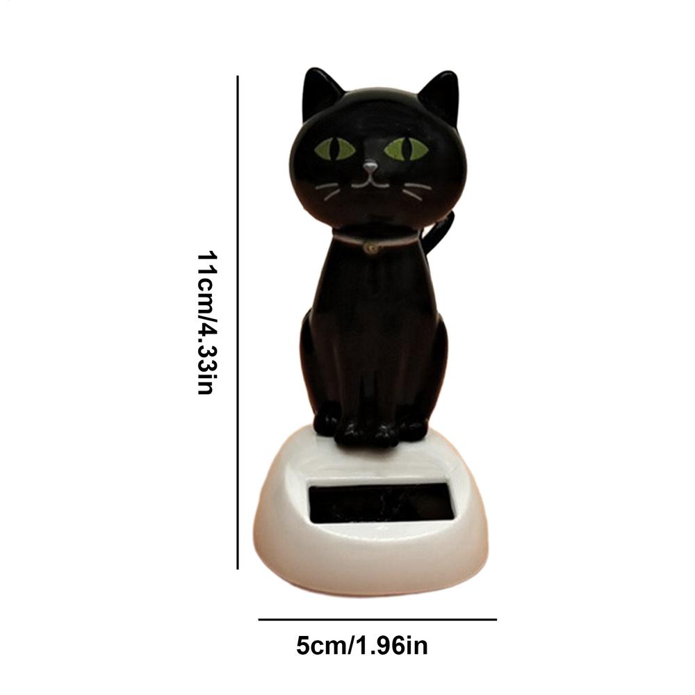 Solar Shaking Cat Car Decoration Cartoon Cat Toy Dashboard Decorations Solar Shaking Head Doll Black Cat Small Gadget Decor