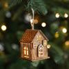 LED Light Christmas Wooden House Pendant Mini Xmas Tree Hanging Decoration  Home Desktop Decor