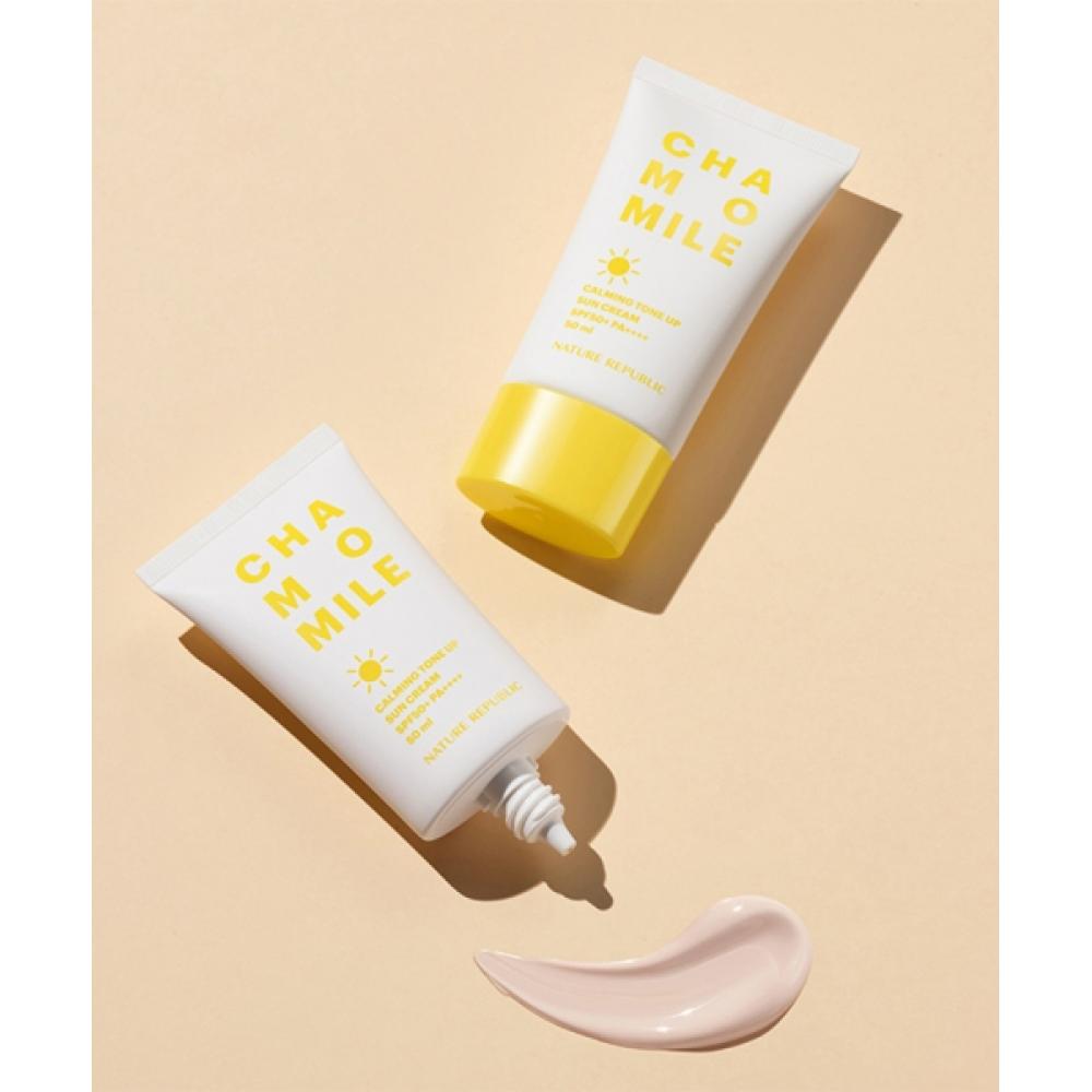 Nature Republic [3 Pack] Chamomile Calming Tone Up Sun Cream Spf 50+ Pa++++