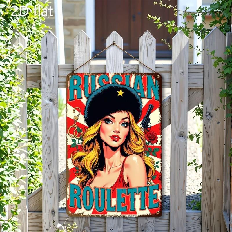 Lamiere Pin-Up Girl, Decorazione Metallica per Officina Garage 20x30cm