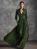 2025 European & American Women's Retro Plaid V-Neck Long Dress - Autumn/Winter Elegant French Style