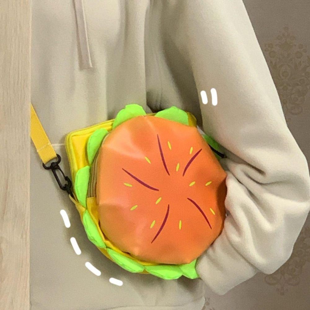 

Large Capacity Crossbody Bag Cartoon Funny Shoulder Bag Sweet Hamburger PU Backpack Outdoor