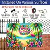 Placa Decorativa de Alumínio 2D Plana, 1 Peça "Feliz Aniversário" Flamingo Tropical 12x8 Polegadas - Design Luau Havaiano com Palmeiras & Guitarra, Colorida de Aniversário