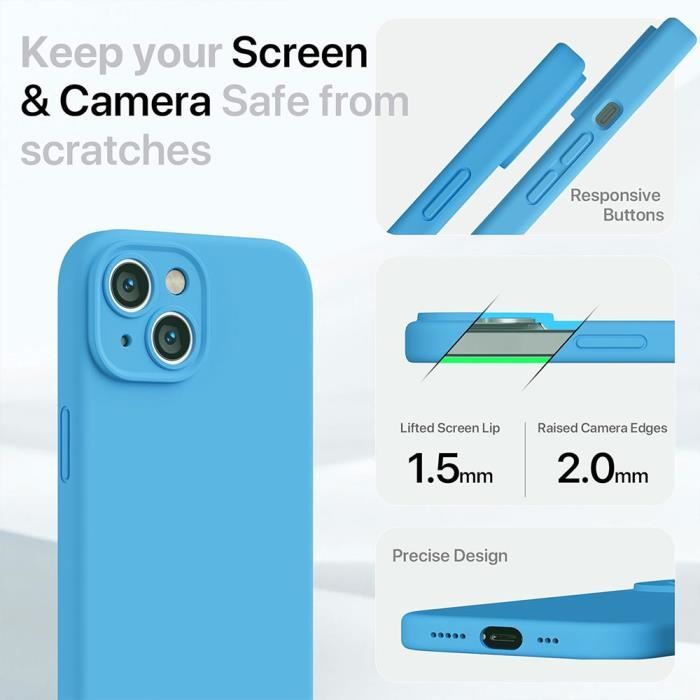 Protective Case for iPhone 15 - E.F.CONNECTION - Matte Effect - Silicone - Blue - Flexible