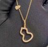 18K Gold Plated Linjia Gourd Necklace with Red Agate & White Mother-of-Pearl Pendant for Women