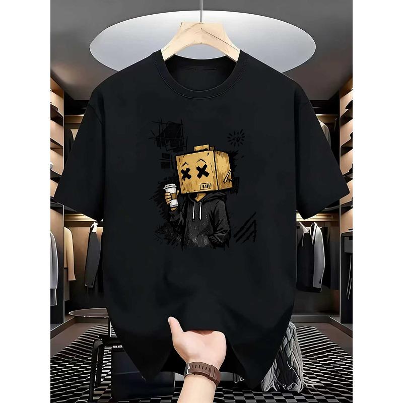 European Size Trendy Fashion Graffiti Casual Street Short-Sleeve T-Shirt- Soft, Medium-Stretch Polyester Blend Fabric, Crew Neck Short-Sleeve