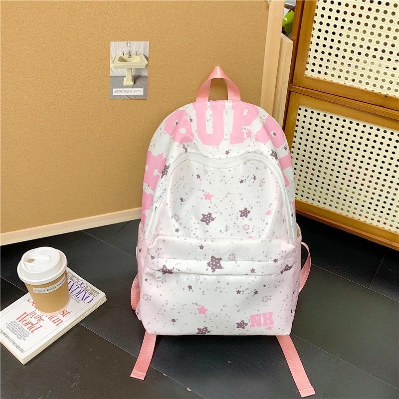 

Женский милый водонепроницаемый рюкзак с принтом звезд: Универсальный, большой вместимости, идеально подходит для студентов, путешествий и поездок на работу. One Size розовый