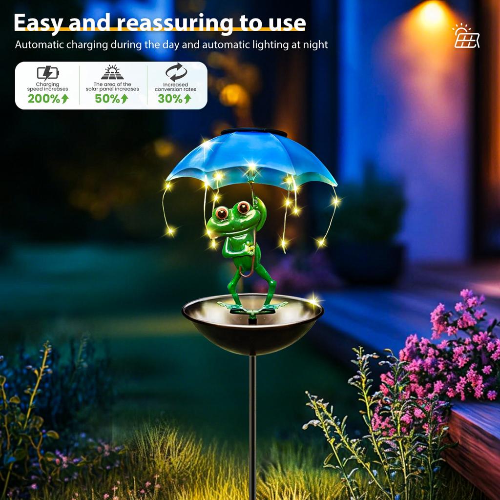 1pc Solar Garden Decorative Lights LED Frog Figurine Lights Solar Street Light for Yard Lawn Path Halloween Christmas Decor