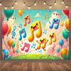 2D Cartoon Music Note Backdrop Colorful Balloon Birthday Party Background