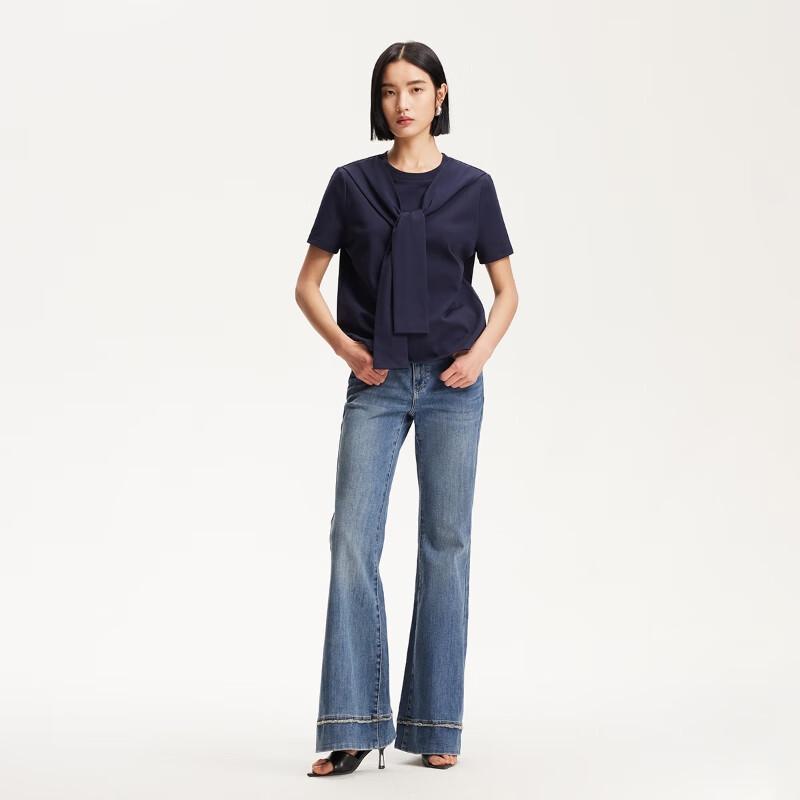 VEROMODA Women's Mid-Rise Frayed Hem Bootcut Jeans