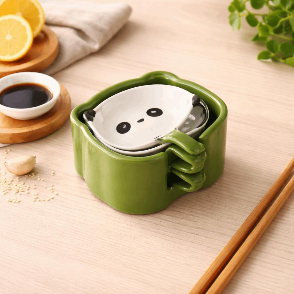 4/6Pcs Panda Shape Cartoon Panda Snack Dish Creative Ingredients Sauce Plate Table Decoration