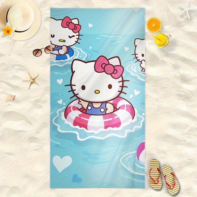 1pc Hello Kitty Summer Pool Swim Ring Beach Towel, Polyester Lightweight Quick Dry Soft, Sanrio Fan Gift For Bathroom Travel