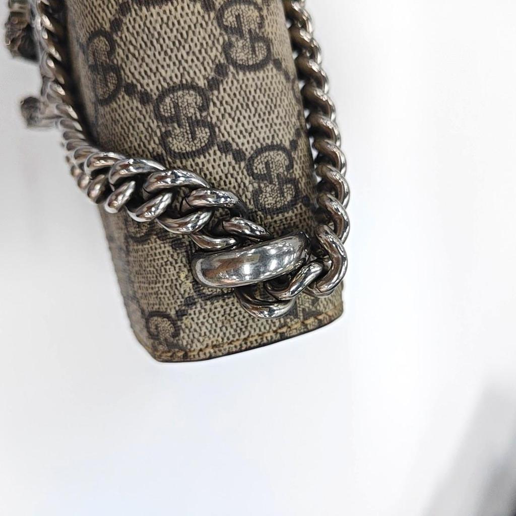 [Pre-Owned] Dionysus Tiger Head Buckle Logo Chain Shoulder Bag Canvas Crossbody Mini - Good #1KBWIJ9