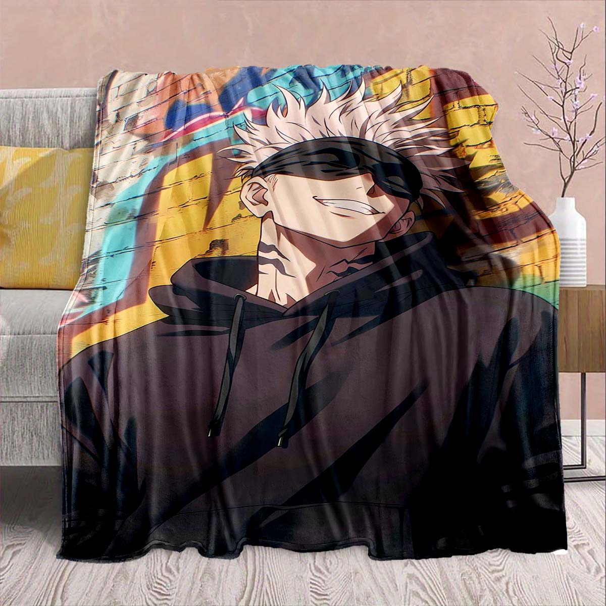 

Jujutsu Kaisen Flannel Cartoon Blanket Soft Warm Throw Lightweight Cozy Sofa Bed Decor -QJY 75x90cm