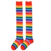 Chaussettes Longues Femme Hautes Cuisses Chaussettes Bas d'Halloween Sexy Haut Genou Chaussettes Rayées Lolita Arc-en-ciel Jk