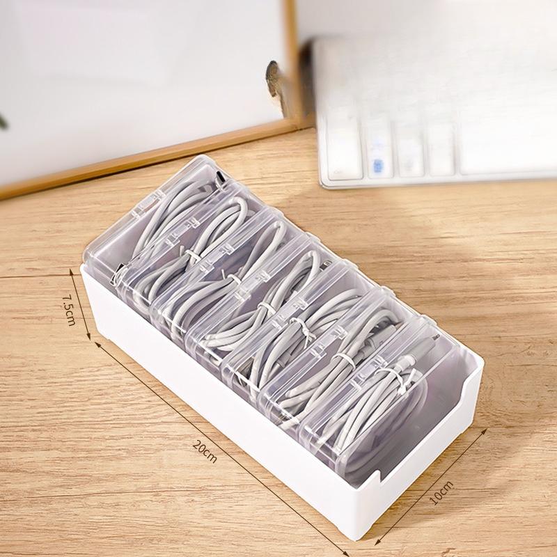 Data Cable Storage Box Headphone Card Holder Multi-functional Transparent Small Box Storage Box Plastic Compartmentalized Box