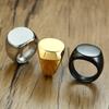 Stainless Steel Men's Ring Black Gold Round Smooth Finish Hypoallergenic