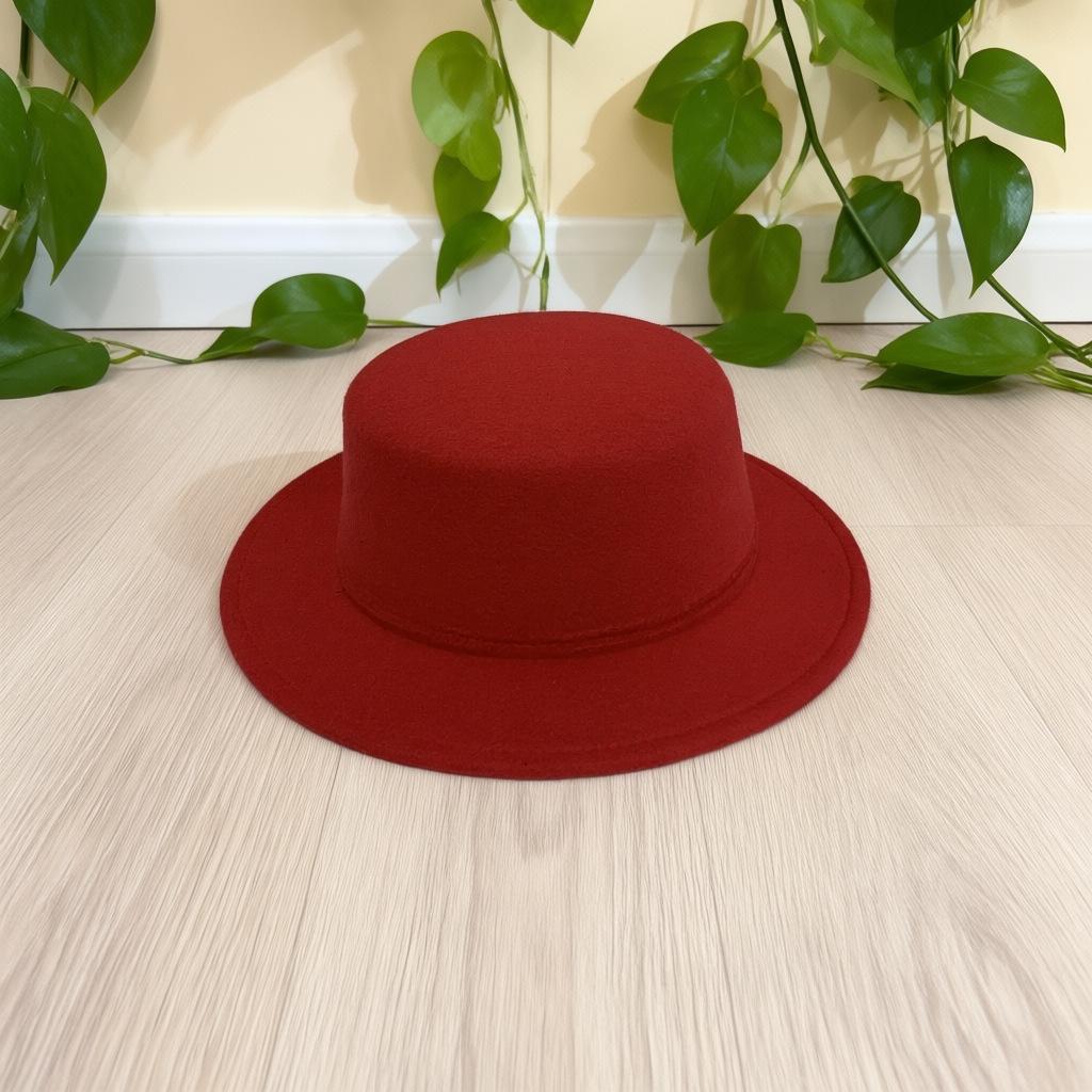 Vintage British Flat-brimmed Hat Flat-topped Top Hat Couple Gentleman and Gentleman Jazz Autumn and Winter
